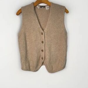 Vtg Giorgio Armani Cashmere Vest Women's Beige Sweater EU44